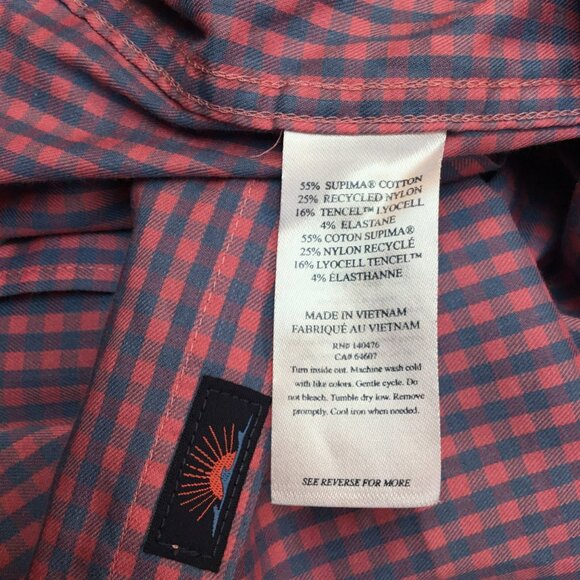 Faherty Mens M Checkered Long Sleeve Button Down Shirt Supima Cotton & Recycled - Picture 6 of 6